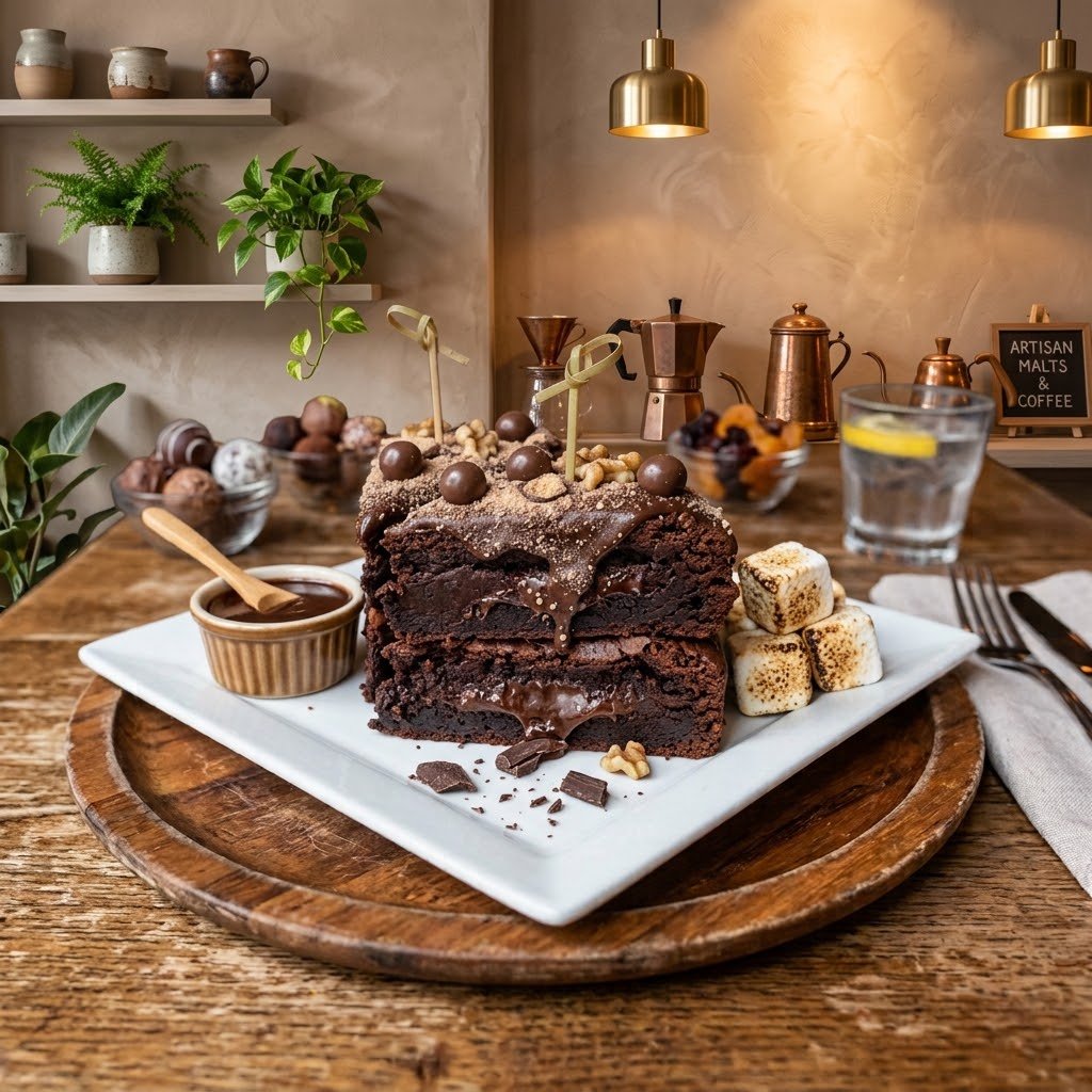 Chocolate Malt Cake Slice